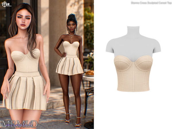 Sims 4 — Sienna Sculpted Corset Top by Mermalade — Sienna Sculpted Corset Top