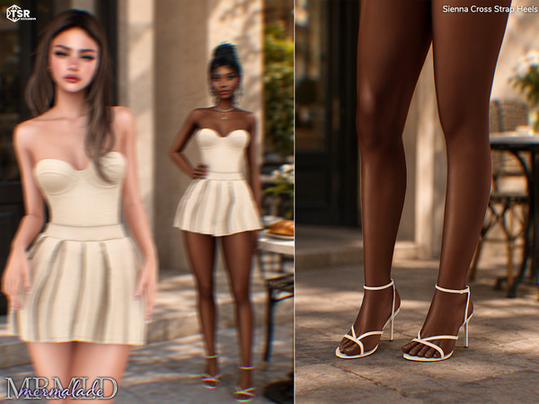 Sims 4 — Sienna Cross Strap Heels by Mermalade — Sienna Sculpted Corset Top