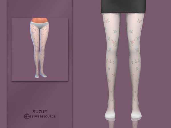 Sims 4 — Cute Flowers Tights by Suzue — 5 Swatches for Female