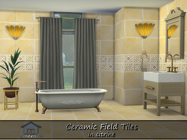 Sims 4 — Ceramic Field Tiles in citrine S2 by Emerald — Ceramic Field Tiles are designed to be stunning,incredibly strong