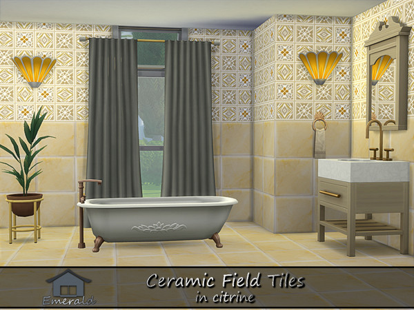 Sims 4 — Ceramic Field Tiles in citrine S3 by Emerald — Ceramic Field Tiles are designed to be stunning,incredibly strong