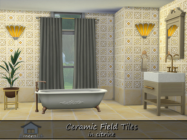 Sims 4 — Ceramic Field Tiles in citrine S4 by Emerald — Ceramic Field Tiles are designed to be stunning,incredibly strong
