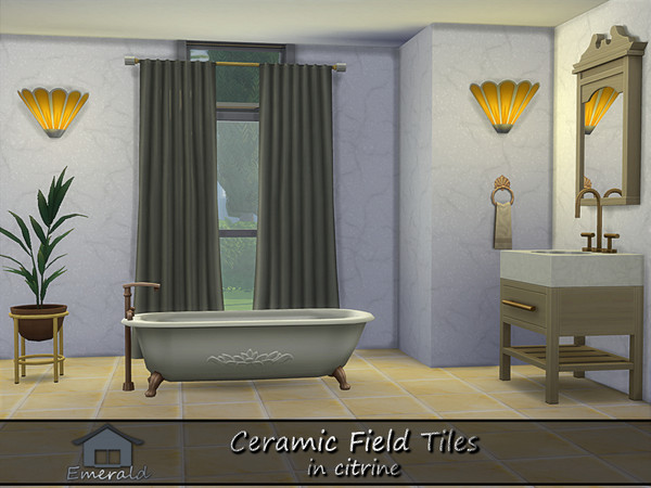 Sims 4 — Ceramic Field Tiles in citrine S6 by Emerald — Ceramic Field Tiles are designed to be stunning,incredibly strong