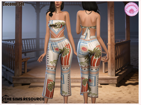 Sims 4 — Coconut Set by Harmonia — Top - 8 Swatches