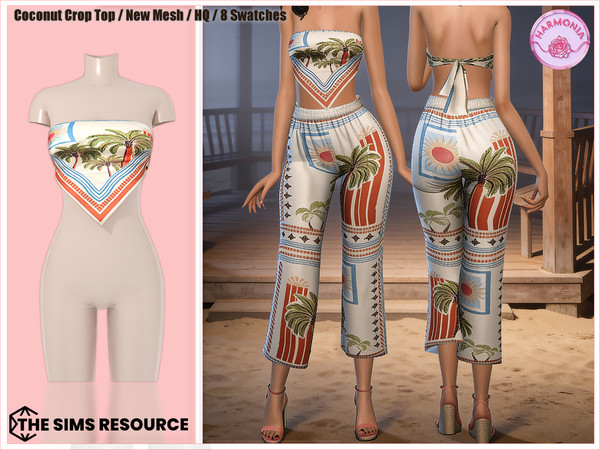 Sims 4 — Harmonia_TSR_CoconutSetCropTop by Harmonia — Top - 8 Swatches