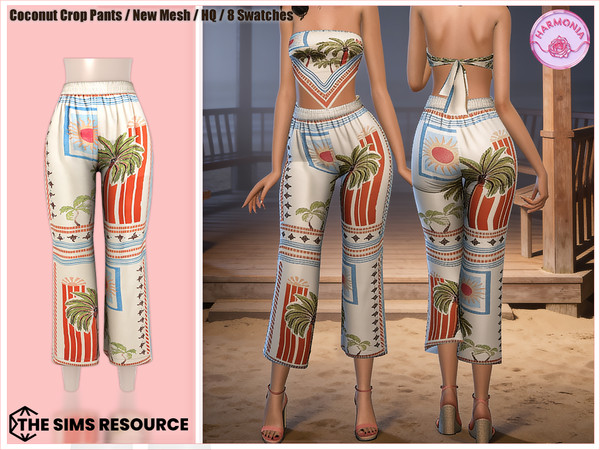Sims 4 — Harmonia_TSR_CoconutSetCropPants by Harmonia — Top - 8 Swatches
