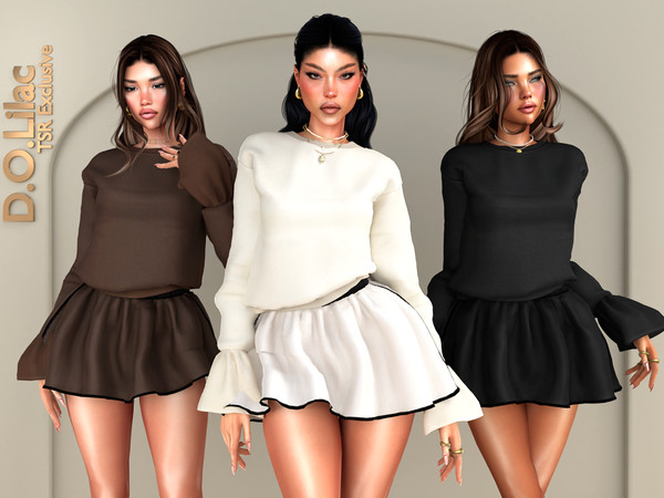 Sims 4 — Soft Contrast Set -Bottom- by DOLilac — Includes: (Top + Bottom)