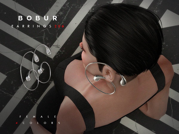 Sims 4 — Phantom Drops Ear Cuff L by Bobur2 — Phantom Drops is gravity-defying sculptural minimalism. Graceful metallic