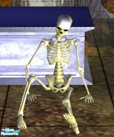 Sims 2 — Haunted Graveyard Add Ons Seated Skeleton by lisa9999 — He has yellowed sitting around waiting for hundreds of