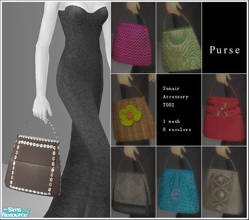 Sims 2 — Sunair Accessory Set T002 - Purse by Sunair — 1 mesh 8 recolors. 