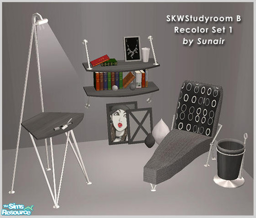 Sims 2 — SKW Study Room B - Recolor set 1 by Sunair — SKW Study Room B - Recolor set 1 (black)