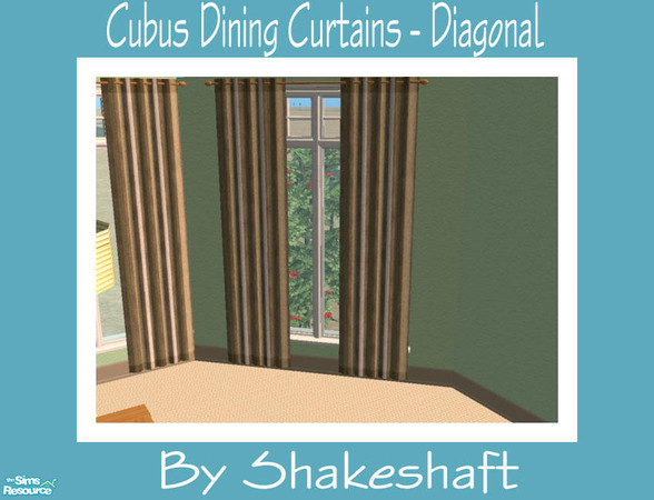 Sims 2 — Cubus Dining Curtains Double -Diagonal by Shakeshaft — Part of a Modern Dining Room Set, all new meshes in a