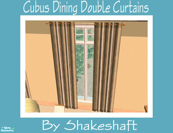 Sims 2 — Cubus Dining Curtains Double by Shakeshaft — Part of a Modern Dining Room Set, all new meshes in a lightwood