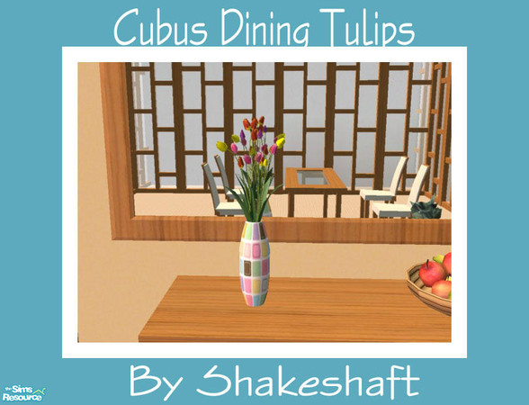 Sims 2 — Cubus Dining Tulips by Shakeshaft — Part of a Modern Dining Room Set, all new meshes in a lightwood finish, set