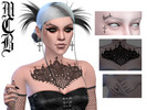 Sims 4 — Blesses And Cross Face Tattoo Set by MaruChanBe2 — A face tattoo set with 3 different variations and 2 shades.