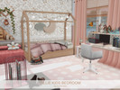 Sims 4 — Tillie Kids Bedroom by BlusterSims — A cozy, whimsical kids bedroom with soft pink tones, natural wood, floral