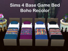 Sims 4 — Bohemian Single Bed by Surfkitten — Base game single bed recolored and retextured in assorted bohemian patterns.