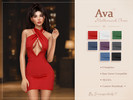 Sims 4 — Ava Halterneck Dress by Simsessentials — A short halterneck dress with an open front and elegant crossed straps