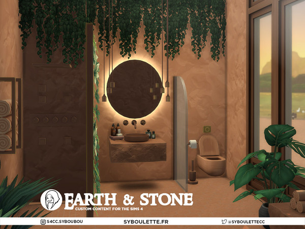 Sims 4 — Patreon Release - Earth and Stone part 3 by Syboubou — Earth & Stone is a high design bathroom set built