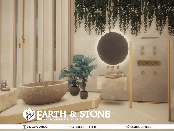 Sims 4 — Earth and Stone - Bath tub by Syboubou — Earth & Stone is a high design bathroom set built around raw stone: