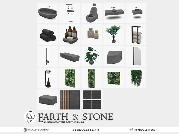 Sims 4 — Earth and Stone - Ceiling light tall by Syboubou — Earth & Stone is a high design bathroom set built around