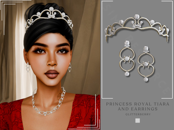 Sims 4 — GlitterberrySims - Princess Royal Earrings v1 by Glitterberryfly — A princess regal tiara with diamonds and set