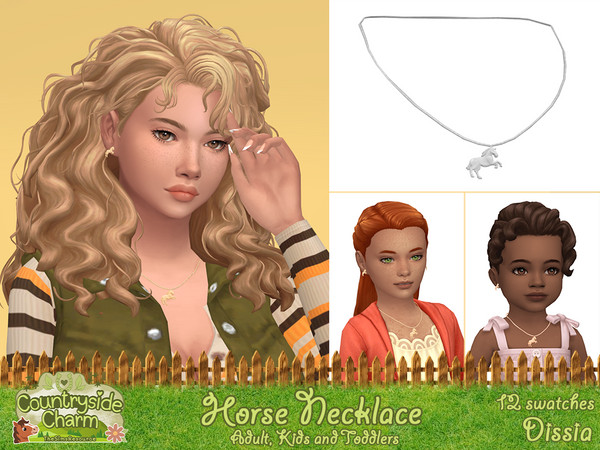 Sims 4 — Horse Necklace by Dissia — Horse shape necklaces for adults, kids and toddlers