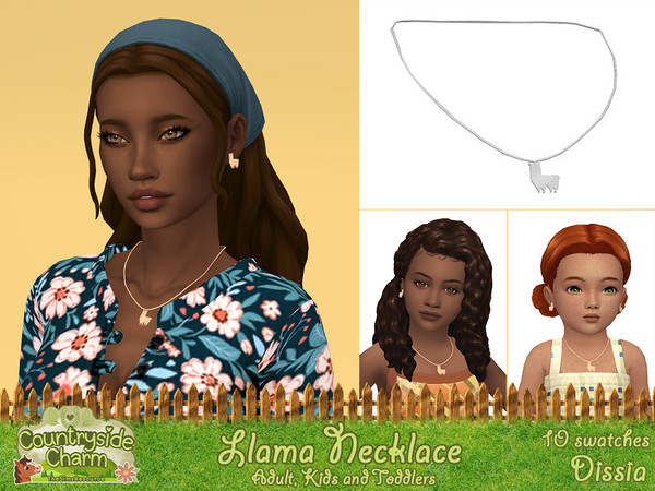 Sims 4 — Llama Necklace by Dissia — Llama shape necklaces for adults, kids and toddlers