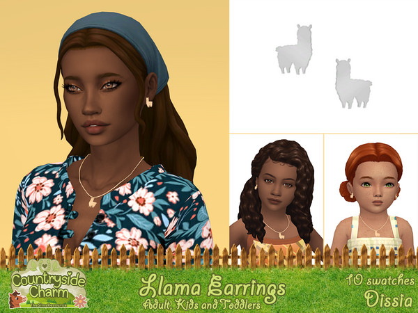 Sims 4 — Llama Earrings Kids by Dissia — Llama shape earrings for adults, kids and toddlers