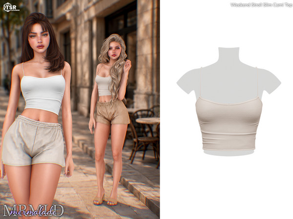 Sims 4 — Weekend Stroll Slim Cami Top by Mermalade — Weekend Stroll Slim Cami Top