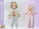 Sims 4 — Infant Girl SET - Capybara Pajamas by RobertaPLobo — Girl Set - Capybara & Heart Pattern Cozy Sleepwear _350