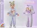 Sims 4 — Toddler Girl SET - Capybara Pajamas by RobertaPLobo — Girl Set - Capybara & Heart Pattern Cozy Sleepwear
