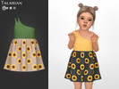 Sims 4 — Paisley Dress With Sunflower Print by talarian — Playful toddler dress with asymmetrical neckline, double
