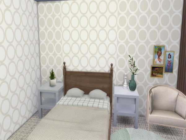 Sims 4 — Hoops Wallpaper by lavilikesims — A set of walls with circles on it, going from mostly white to opposite in