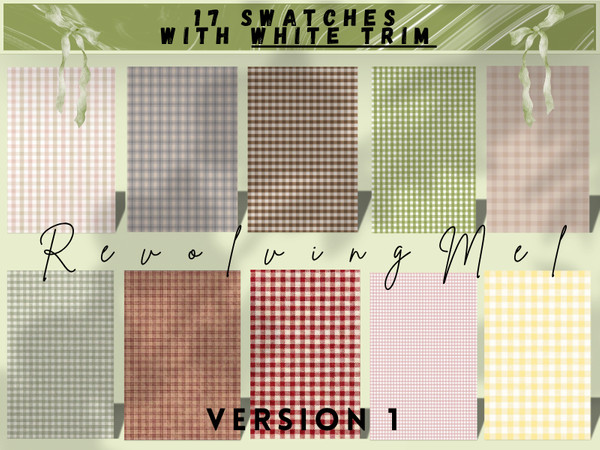 Sims 4 — The Gingham Collection - Wallpaper by RevolvingMel — Swatches: 17 color options with a mix of soft cream