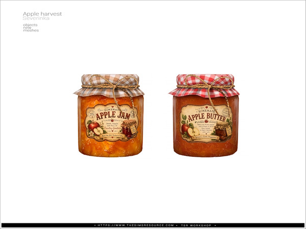 Sims 4 — Apples jam jar by Severinka_ — A set of decor for a fall setting.