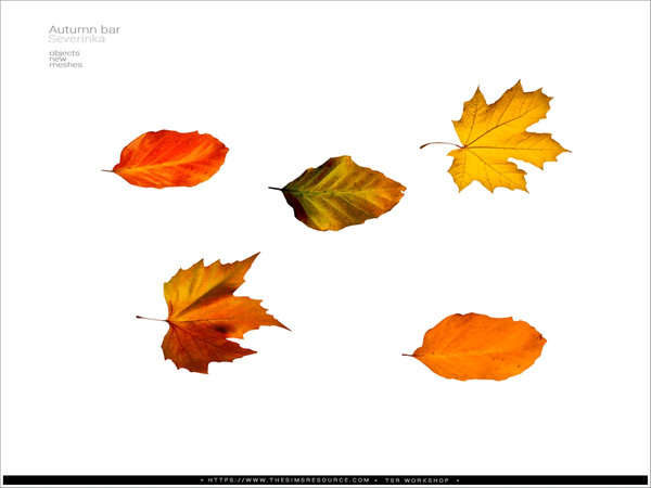 Sims 4 — Autumn Bar autumn leaf by Severinka_ — A fall bar decor set.