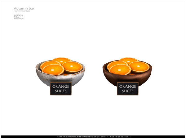 Sims 4 — Autumn Bar bowl oranges by Severinka_ — A fall bar decor set.