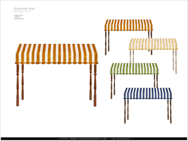 Sims 4 — Autumn Bar cart tent by Severinka_ — A fall bar decor set.