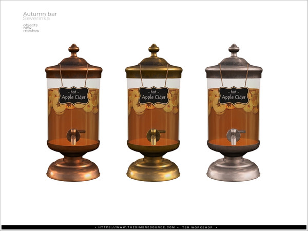 Sims 4 — Autumn Bar Cider dispencer by Severinka_ — A fall bar decor set.