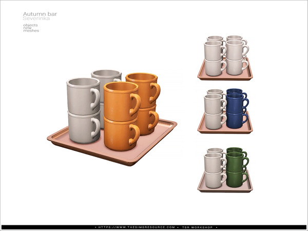 Sims 4 — Autumn Bar cups tray by Severinka_ — A fall bar decor set.