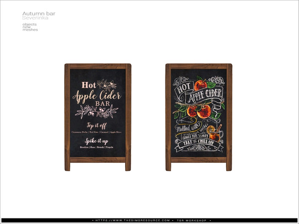 Sims 4 — Autumn Bar menu board by Severinka_ — A fall bar decor set.