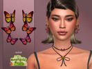 Sims 4 — Countryside Butterfly V2 Earrings by Suzue — New Mesh (Suzue)
