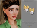 Sims 4 — Golden Farfalle Pasta Pearl Earrings by Glitterberryfly — Golden Farfalle Pasta Pearl Earrings