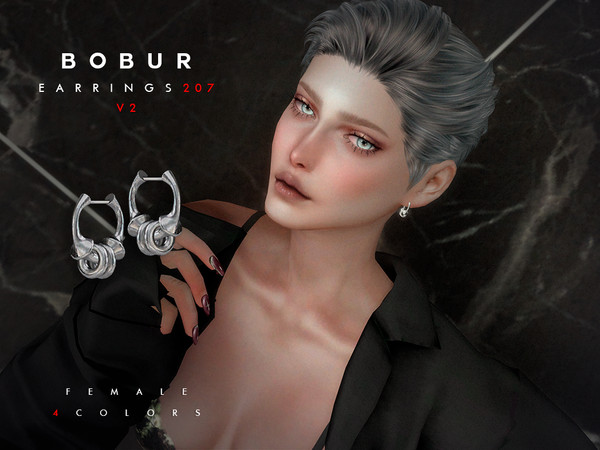 Sims 4 — Flux Earrings V2 by Bobur2 — Flux Earrings Set for female