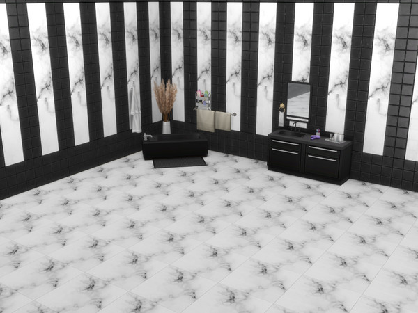 Sims 4 — Wall Marble1 by Briana89 — A luxurious marble set featuring elegant wall and floor designs in a variety of