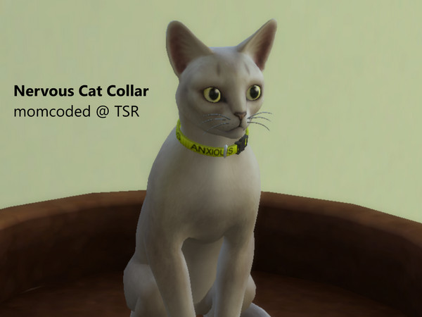Sims 4 — momcoded nervous cat collar by momcoded — Bright, woven pet collar