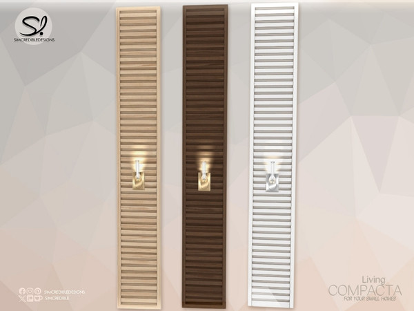 Sims 4 — Compacta Living- Slat Wall Panel and Lamp by SIMcredible! — Although we know we closed Compacta series last week