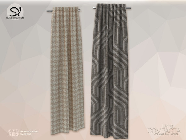 Sims 4 — Compacta Living- Curtain 1 Tile Tall by SIMcredible! — Although we know we closed Compacta series last week with