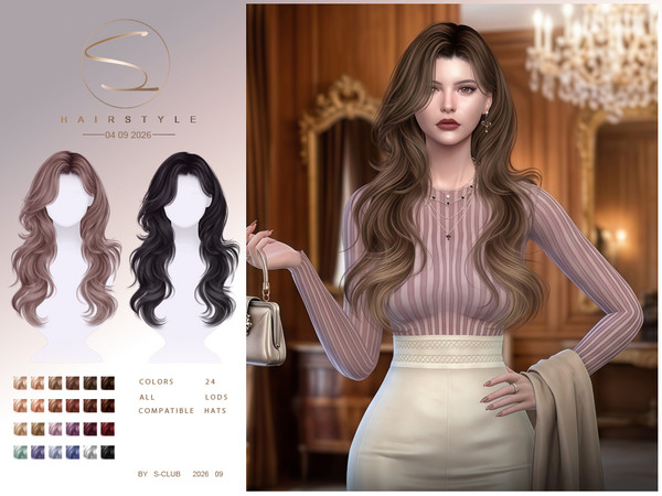 Sims 4 — S-CLUB Wavy curls hair by S-Club — Wavy curls hair 040926, thank you.